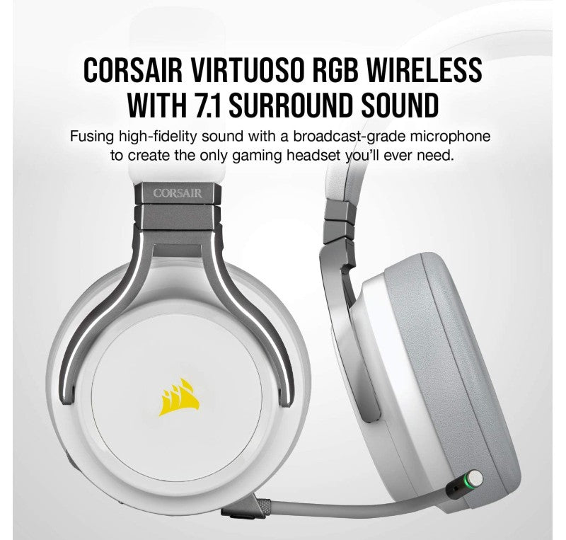 CORSAIR Virtuoso RGB Wireless High-Fidelity Gaming Headset, White, CA-9011186-NA MP HEADSET Gamers Point 95.000 