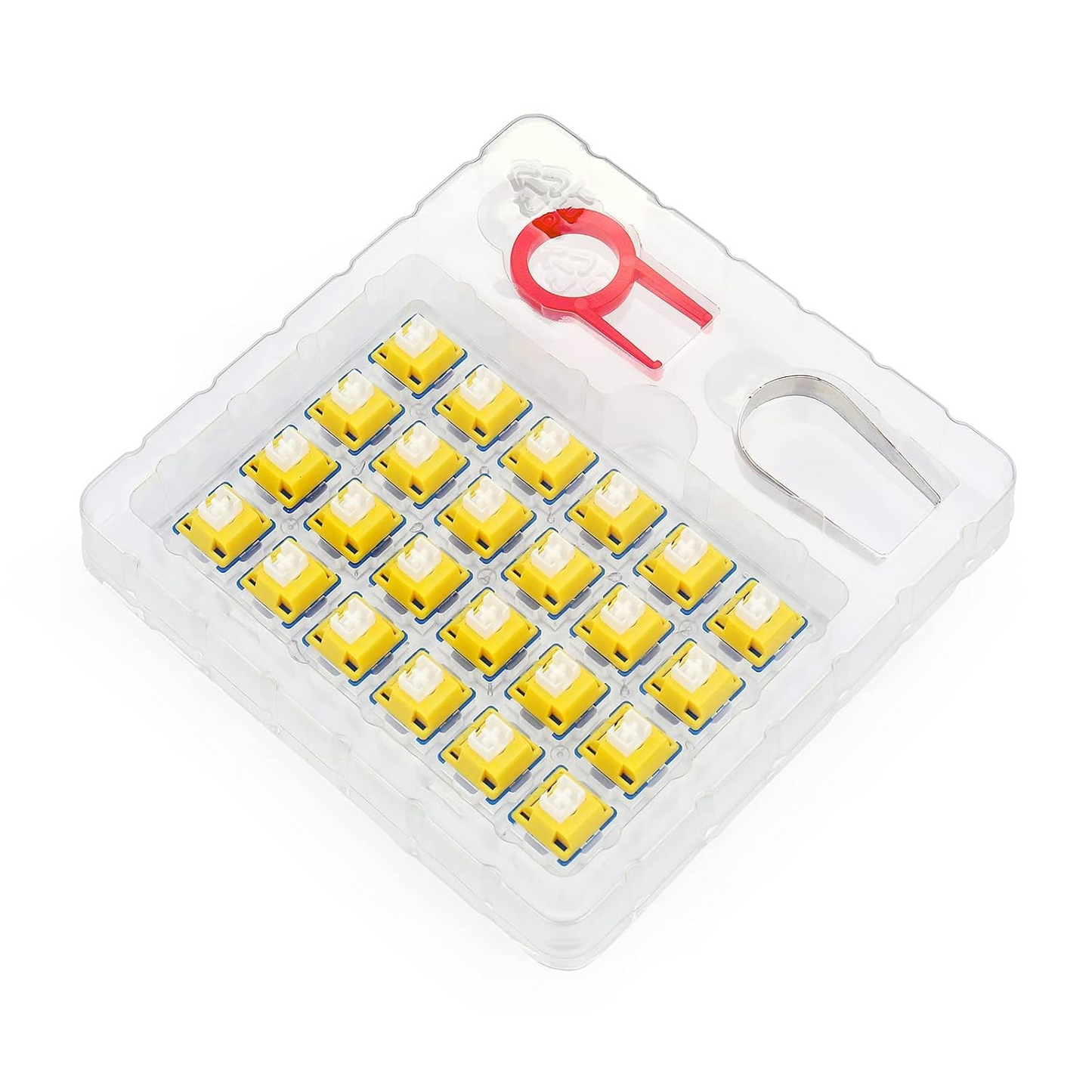 Redragon A113 Bullet-B Tactile Mechanical Switch, 3-Pin Plate Mounted Cherry MX Blue Equivalent, Hot-Swappable DIY Keyboard Clicky Switch Mod, 50 Million Click(24 pcs Switches, Keycap + Switch Puller)