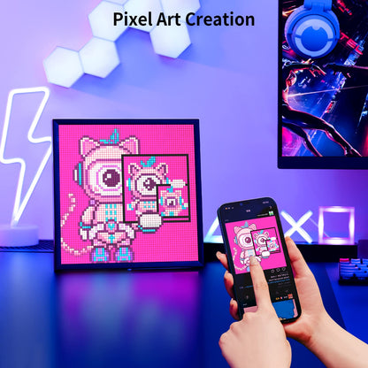 Divoom Pixoo-64 - WiFi Pixel Cloud Digital Frame with APP Control,64 X 64 LED Panel Display Frame for Gaming Room Decoration/Social Media Fans Counter CONSOLE Gamers Point 89.000 