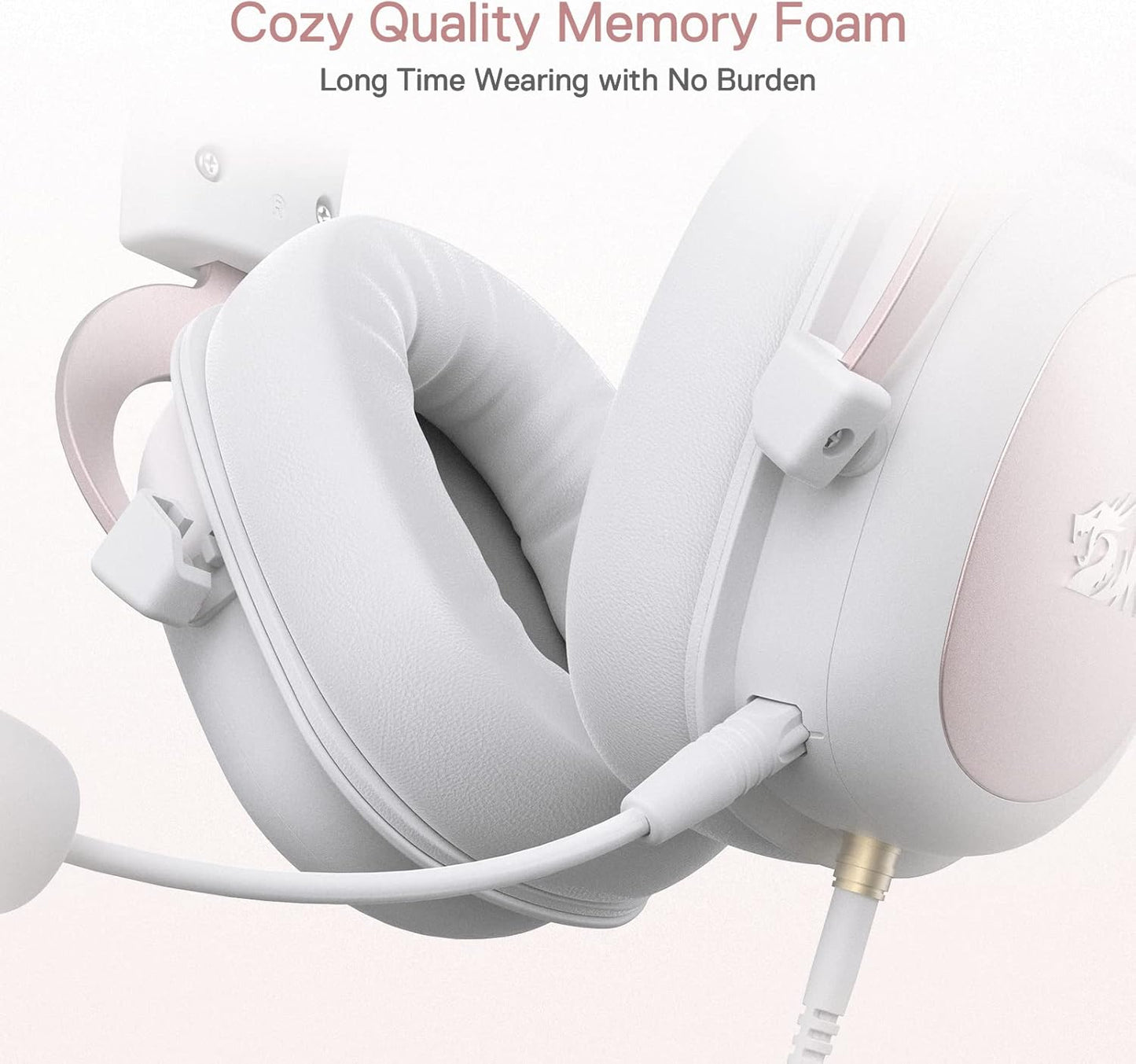 Redragon H510 Zeus White Wired Gaming Headset - 7.1 Surround Sound - Memory Foam Ear Pads - 53MM Drivers - Detachable Microphone - Multi Platforms for PC, PS4/3 & Xbox One/Series X, NS