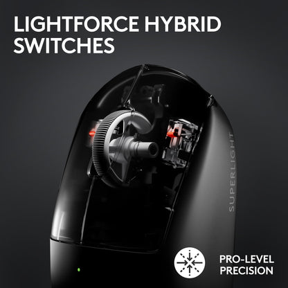 Logitech G PRO X SUPERLIGHT 2 LIGHTSPEED Wireless Gaming Mouse, 4K Polling, Lightweight, LIGHTFORCE Hybrid Switches, HERO 2 Sensor, 32,000 DPI, 5 Programmable Buttons, USB-C Charging, PC & Mac - Black