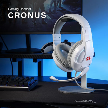 Redragon H211 Cronus White Wired Gaming Headset, Stereo Surround Sound, Noise-Canceling Microphone, Dynamic RGB Backlight, 40 mm Drivers, Over-Ear Headphones Works for PC/PS5/XBOX/NS