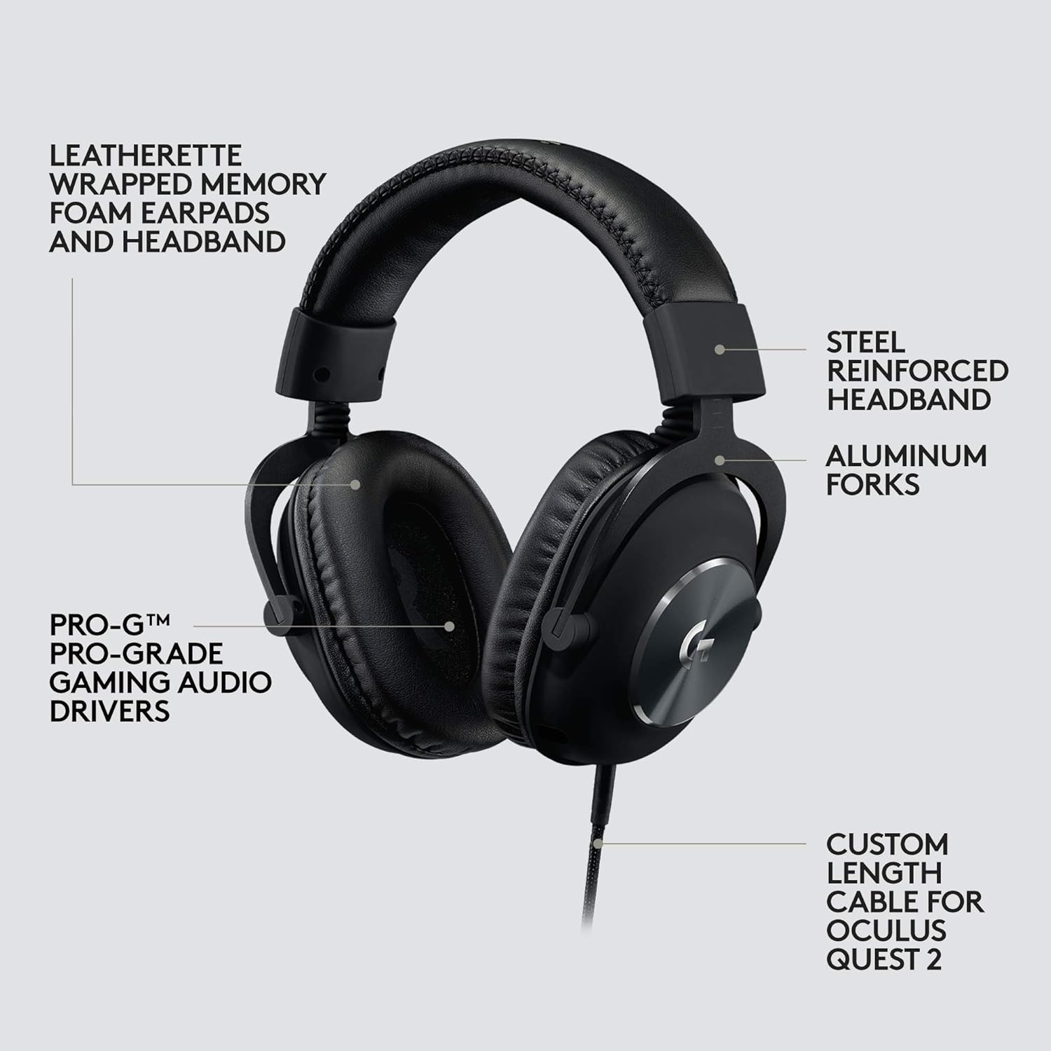 Logitech G PRO X Gaming Headset for Oculus Quest 2 - Oculus Ready - Custom-length Cable - PRO-G Precision Gaming Audio Driver - Steel and Aluminum Build MP HEADSET Gamers Point 68.000 