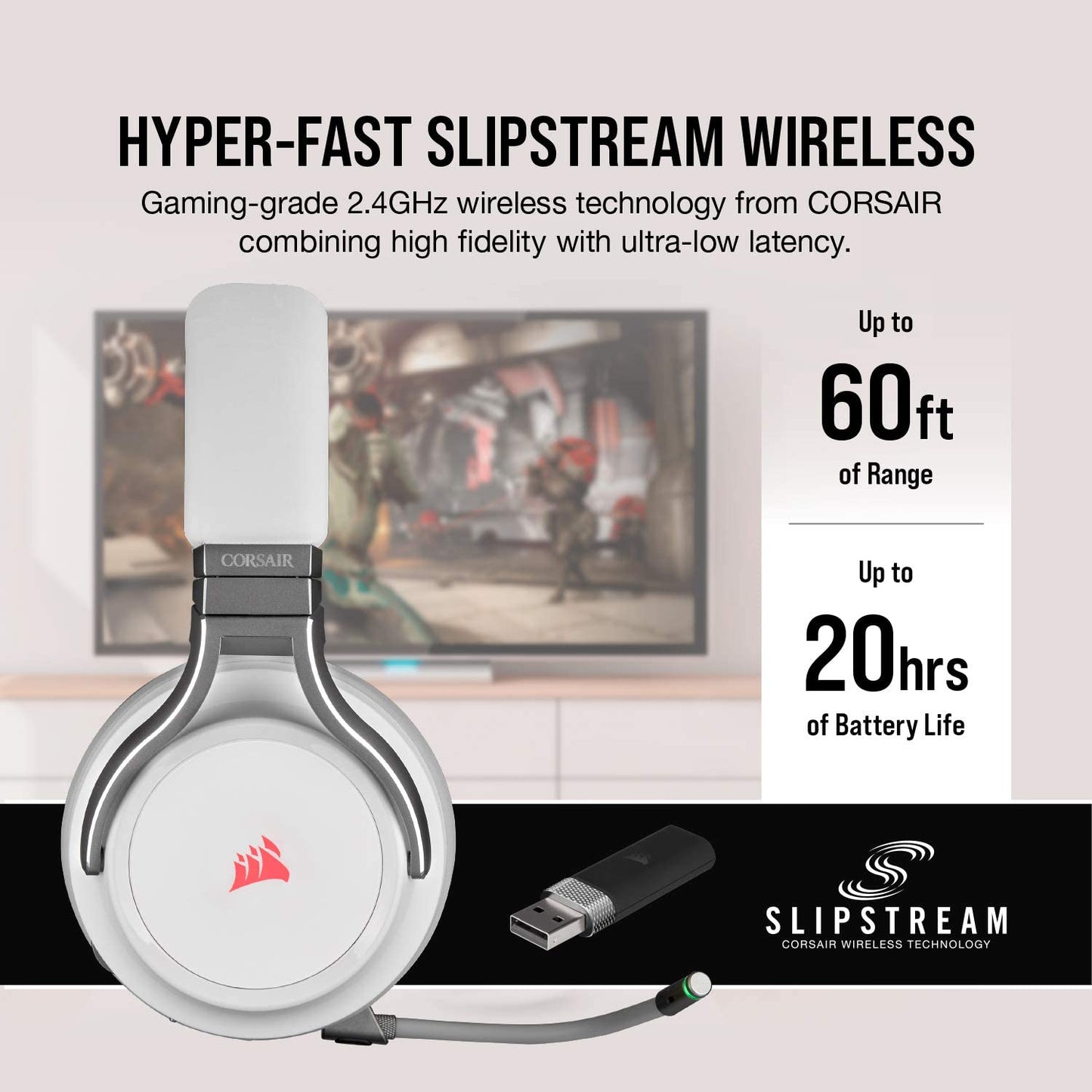 CORSAIR Virtuoso RGB Wireless High-Fidelity Gaming Headset, White, CA-9011186-NA MP HEADSET Gamers Point 95.000 