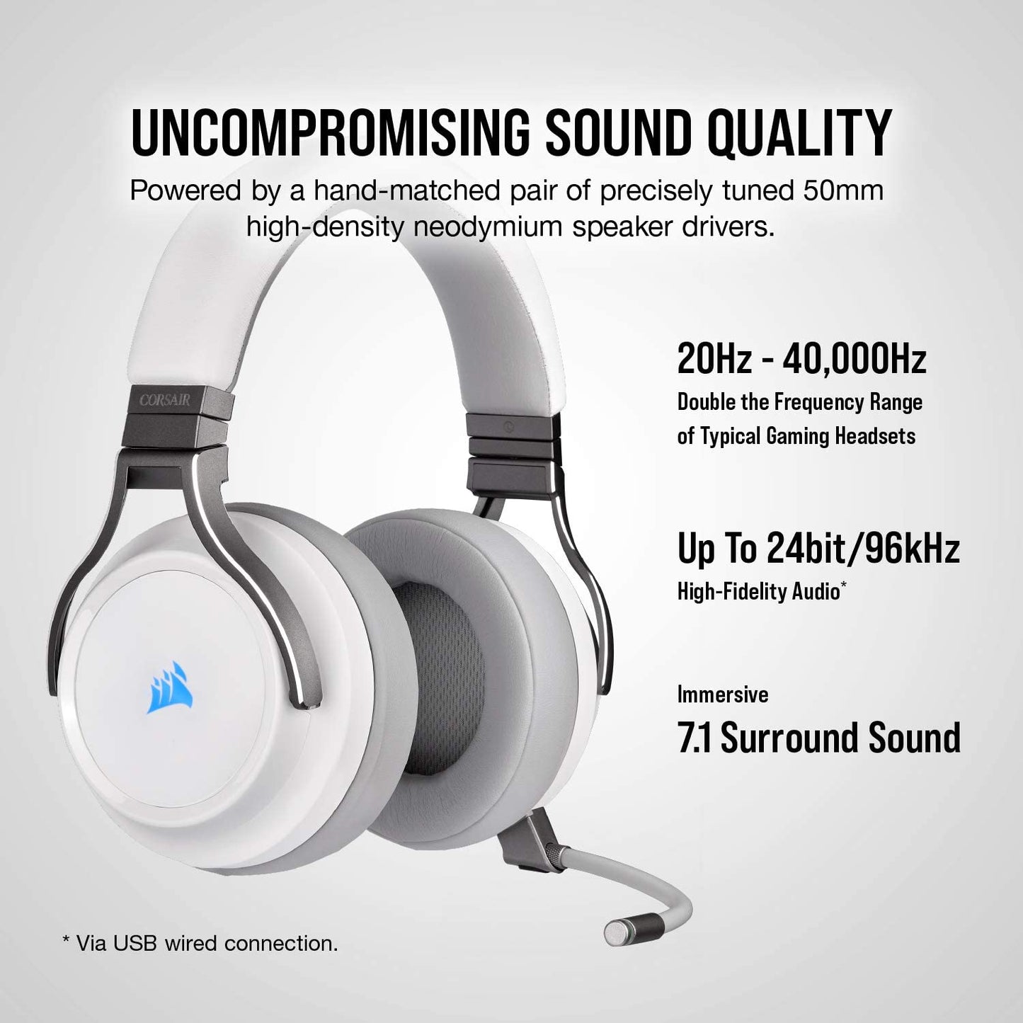 CORSAIR Virtuoso RGB Wireless High-Fidelity Gaming Headset, White, CA-9011186-NA MP HEADSET Gamers Point 95.000 