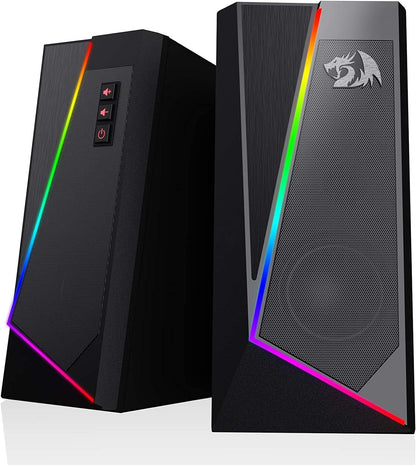 Redragon GS520 RGB Desktop Speakers, 2.0 Channel PC Computer Stereo Speaker with 6 Colorful LED Modes, Enhanced Sound and Easy-Access Volume Control, USB Powered w/ 3.5mm Cable Computer Speakers Gamers Point 13.900 