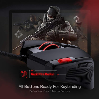 Redragon M612 Predator RGB Gaming Mouse, 8000 DPI Wired Optical Gamer Mouse with 11 Programmable Buttons & 5 Backlit Modes, Software Supports DIY Keybinds Rapid Fire Button Gaming Mice Gamers Point 19.990 