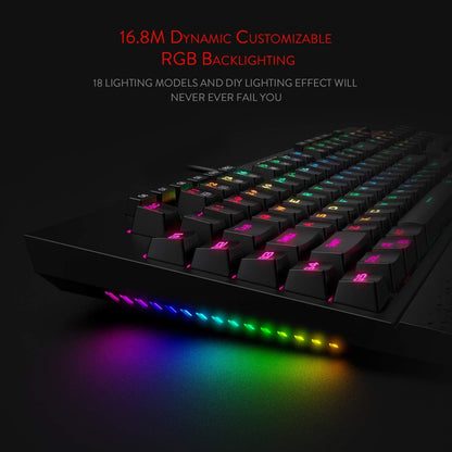 Redragon K586 RGB Mechanical Gaming Keyboard, 10 Dedicated Macro Keys, Convenient Media Control, and Detachable Wrist Rest, Brown Switch Gaming Keyboards Gamers Point 35.000 