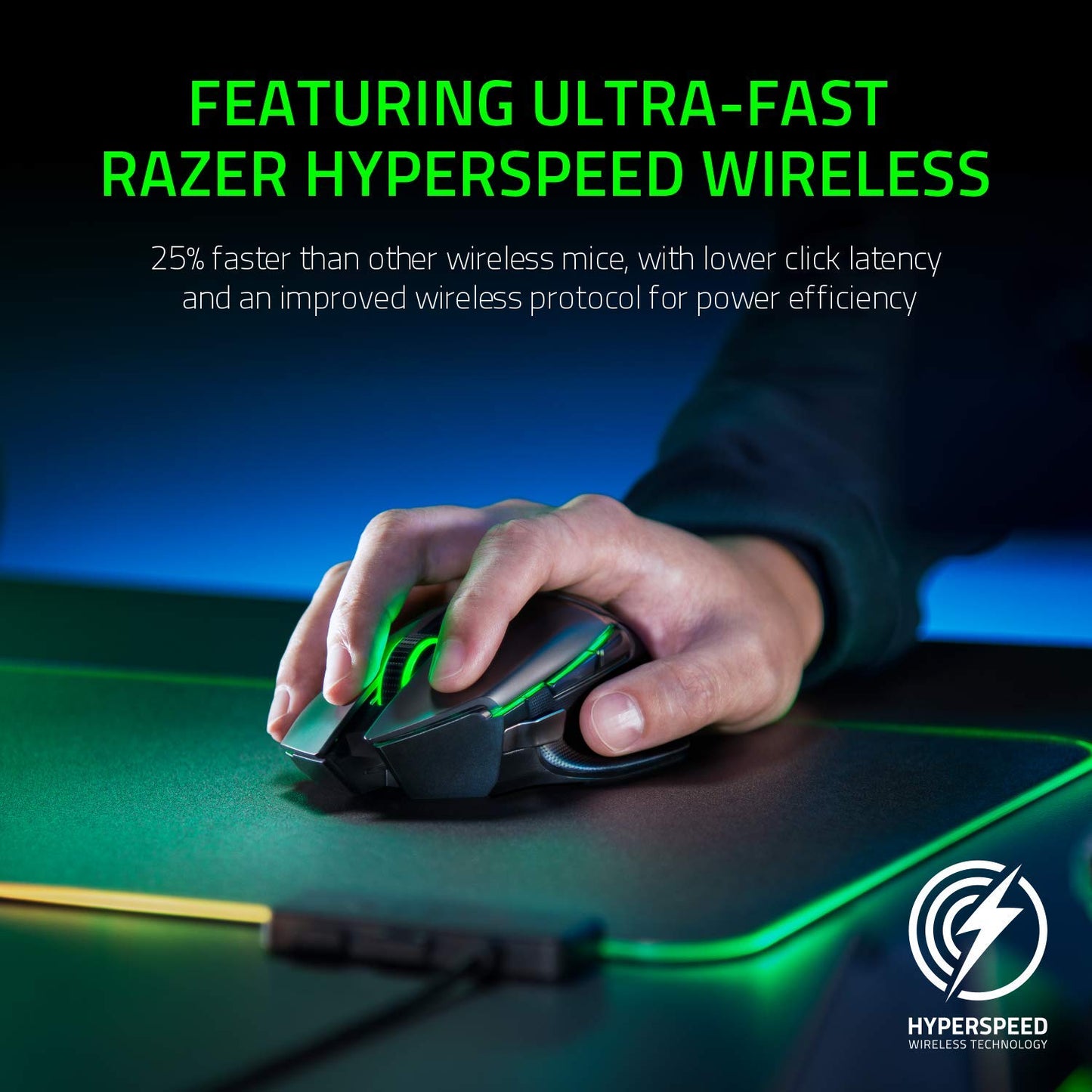 Razer Basilisk Ultimate HyperSpeed Wireless Gaming Mouse: Fastest Gaming Mouse Switch, 20K DPI Optical Sensor, Chroma RGB Lighting, 11 Programmable Buttons, 100 Hr Battery, Classic Black