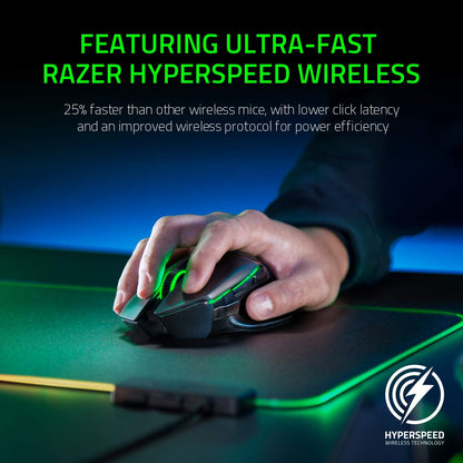 Razer Basilisk Ultimate HyperSpeed Wireless Gaming Mouse: Fastest Gaming Mouse Switch, 20K DPI Optical Sensor, Chroma RGB Lighting, 11 Programmable Buttons, 100 Hr Battery, Classic Black