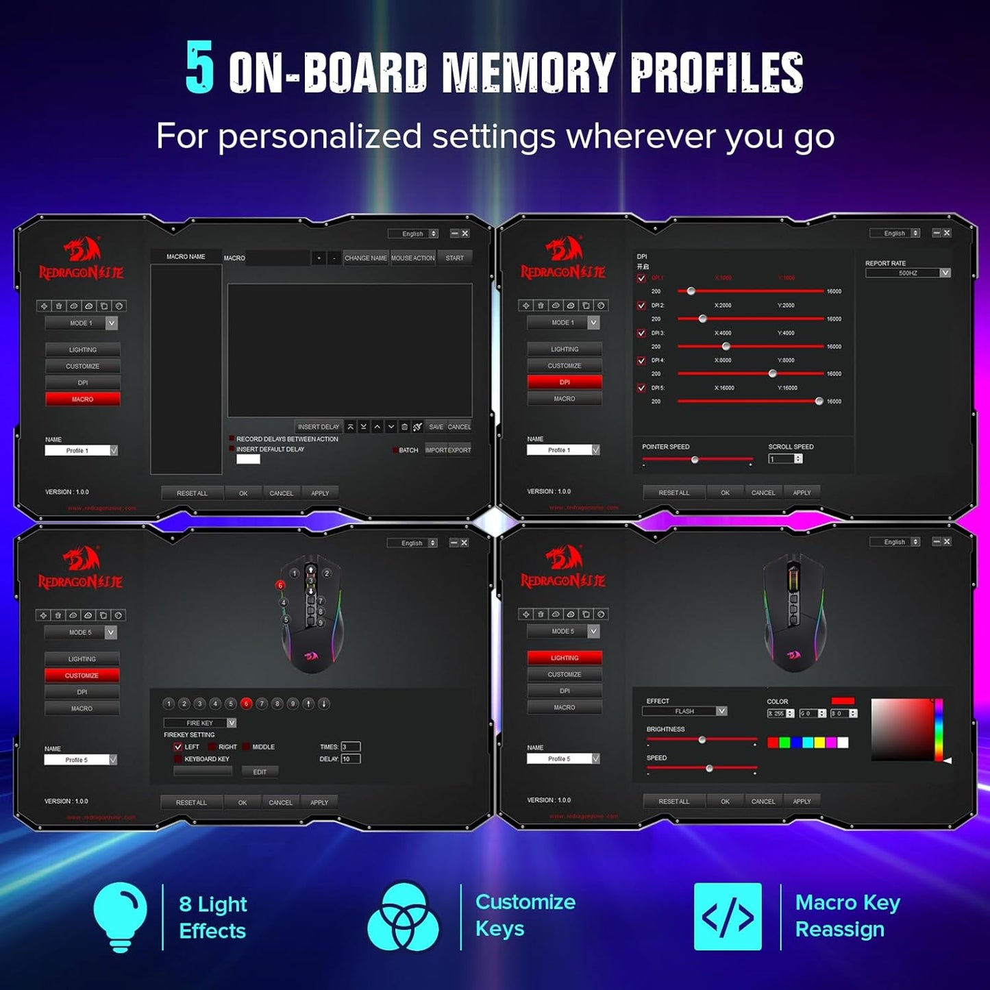 Redragon Gaming Mouse, Wired Gaming Mouse 16,000 DPI Opitacl Sensor, Mouse with Fire Button, Macro Editing Programmable RGB Ergonomic Mouse for Laptap/PC/Mac MOUSE Gamers Point 19.000 