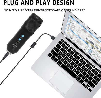 Upgraded USB Microphone for Computer, Mic for Gaming, Podcast, LiveStreaming, YouTube Recording, Karaoke on PC, Plug & Play, with Adjustable Metal Tripod Stand, for Windows macOS, Ideal for Gift