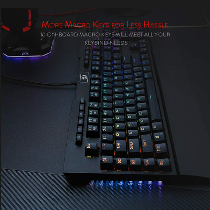 Redragon K586 RGB Mechanical Gaming Keyboard, 10 Dedicated Macro Keys, Convenient Media Control, and Detachable Wrist Rest, Brown Switch Gaming Keyboards Gamers Point 35.000 