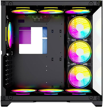 Twisted Minds Bullet-07 Mid Tempered Glass Mid Tower ATX Gaming PC Case, Pre Installed 4x 120mm ARGB Fans, Up to 360mm AIO, 3.5″ HDD* 2 + 2.5″ SSD* 2