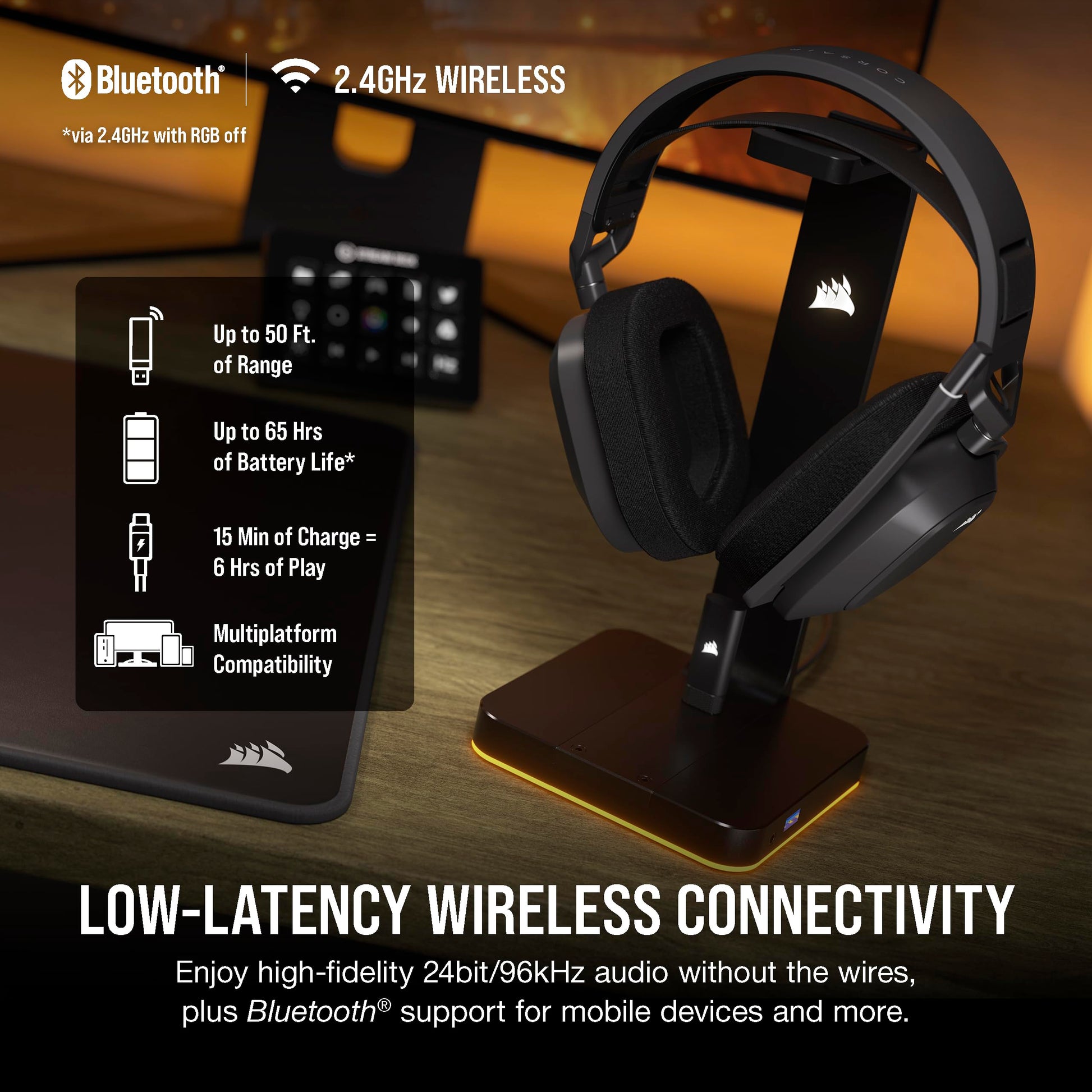 Corsair HS80 MAX Wireless Multiplatform Gaming Headset with Bluetooth - Dolby Atmos - Broadcast Quality Microphone - iCUE Compatible - PC, Mac, PS5, PS4, Mobile - Steel Gray, One Size MP HEADSET Gamers Point 89.000 