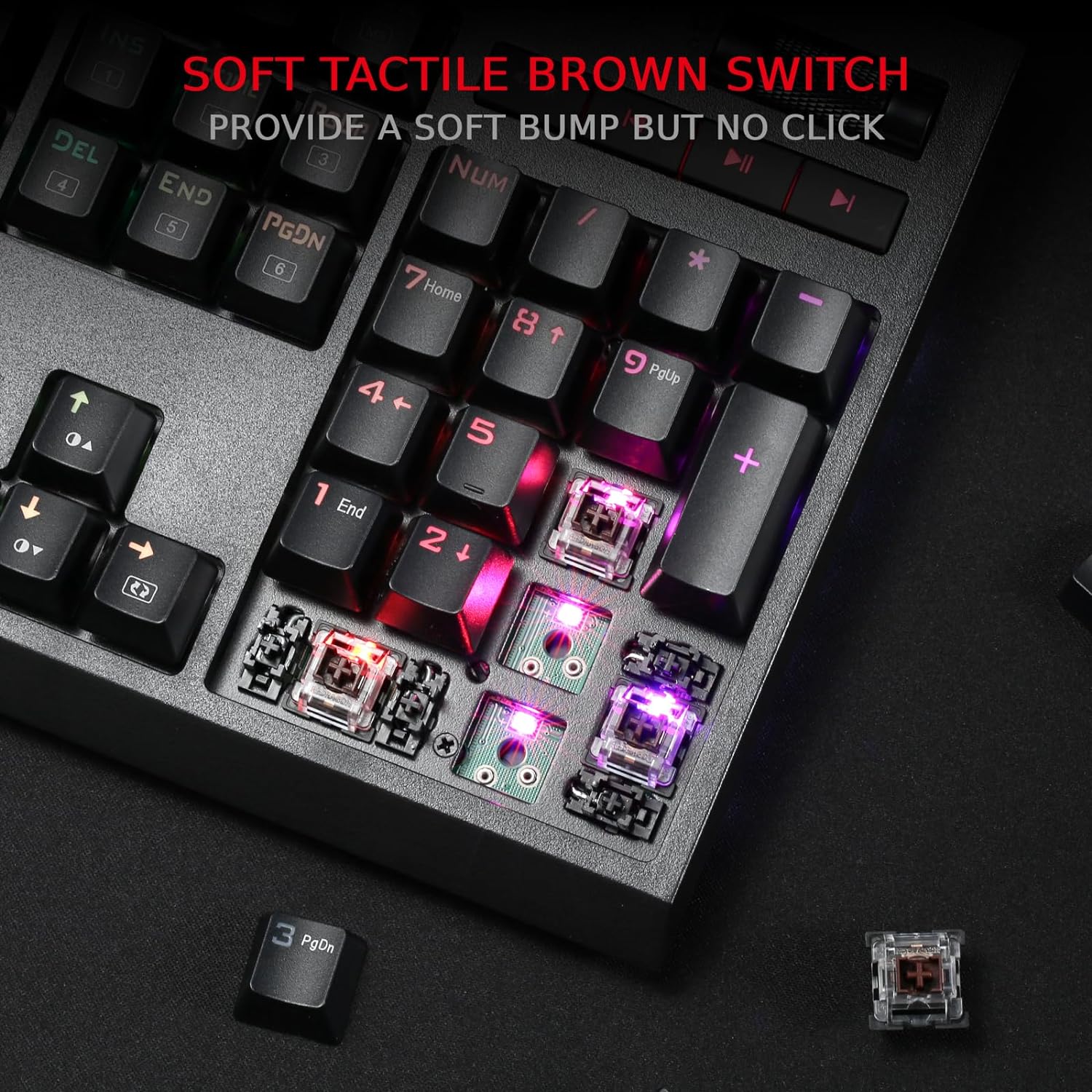 Redragon K586 RGB Mechanical Gaming Keyboard, 10 Dedicated Macro Keys, Convenient Media Control, and Detachable Wrist Rest, Brown Switch Gaming Keyboards Gamers Point 35.000 