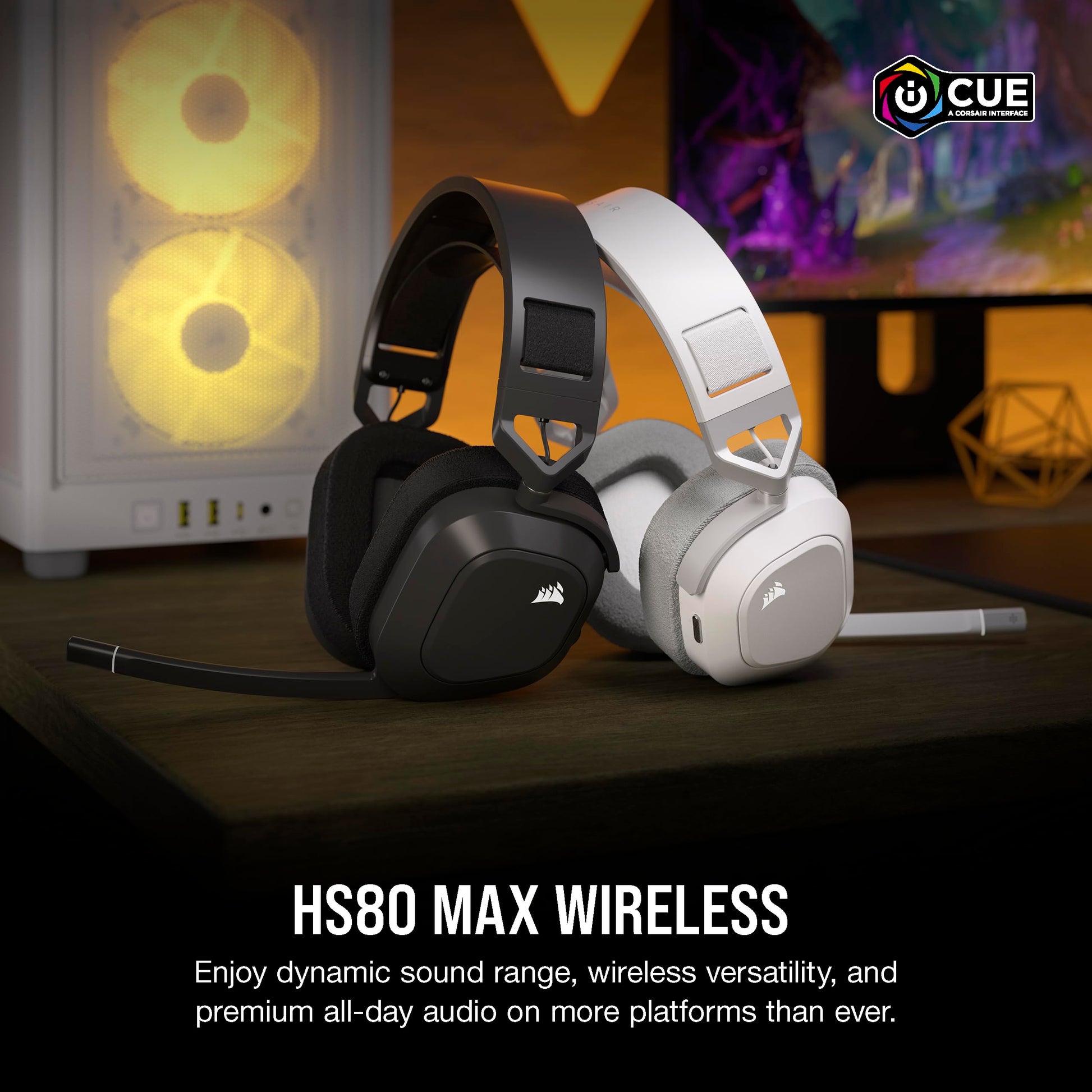 Corsair HS80 MAX Wireless Multiplatform Gaming Headset with Bluetooth - Dolby Atmos - Broadcast Quality Microphone - iCUE Compatible - PC, Mac, PS5, PS4, Mobile - Steel Gray, One Size MP HEADSET Gamers Point 89.000 