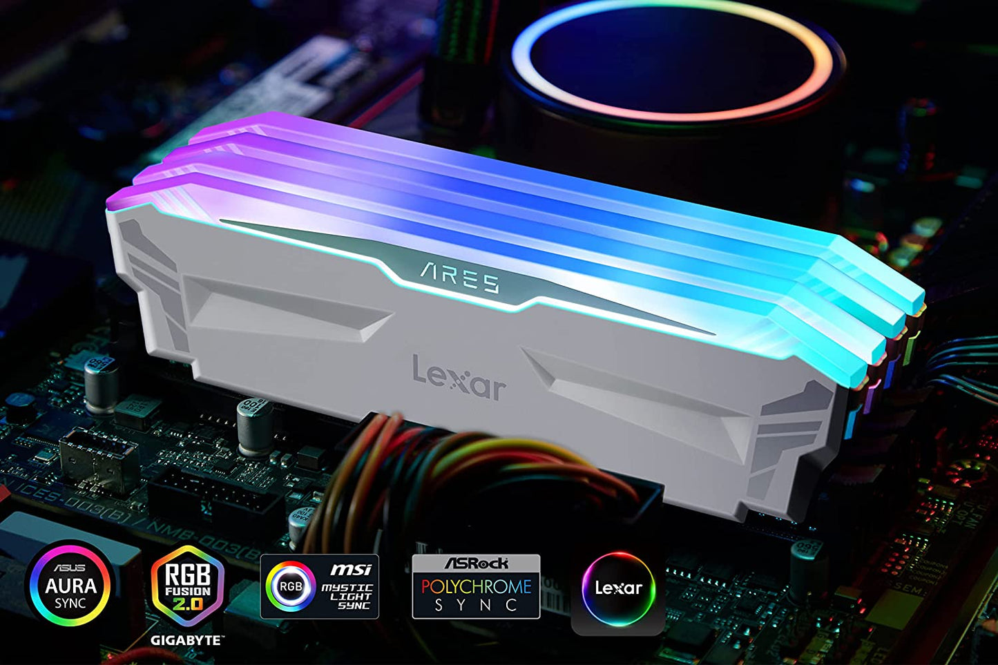 Lexar ARES RGB DDR4 RAM 16GB Kit (8GB x 2) 3866 MHz - White - BAHRAIN RAM Gamers Point 36.000 