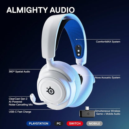 SteelSeries Arctis Nova 7P Wireless Multi-Platform Gaming Headset - White - GPC Headset Gamers Point 89.000 