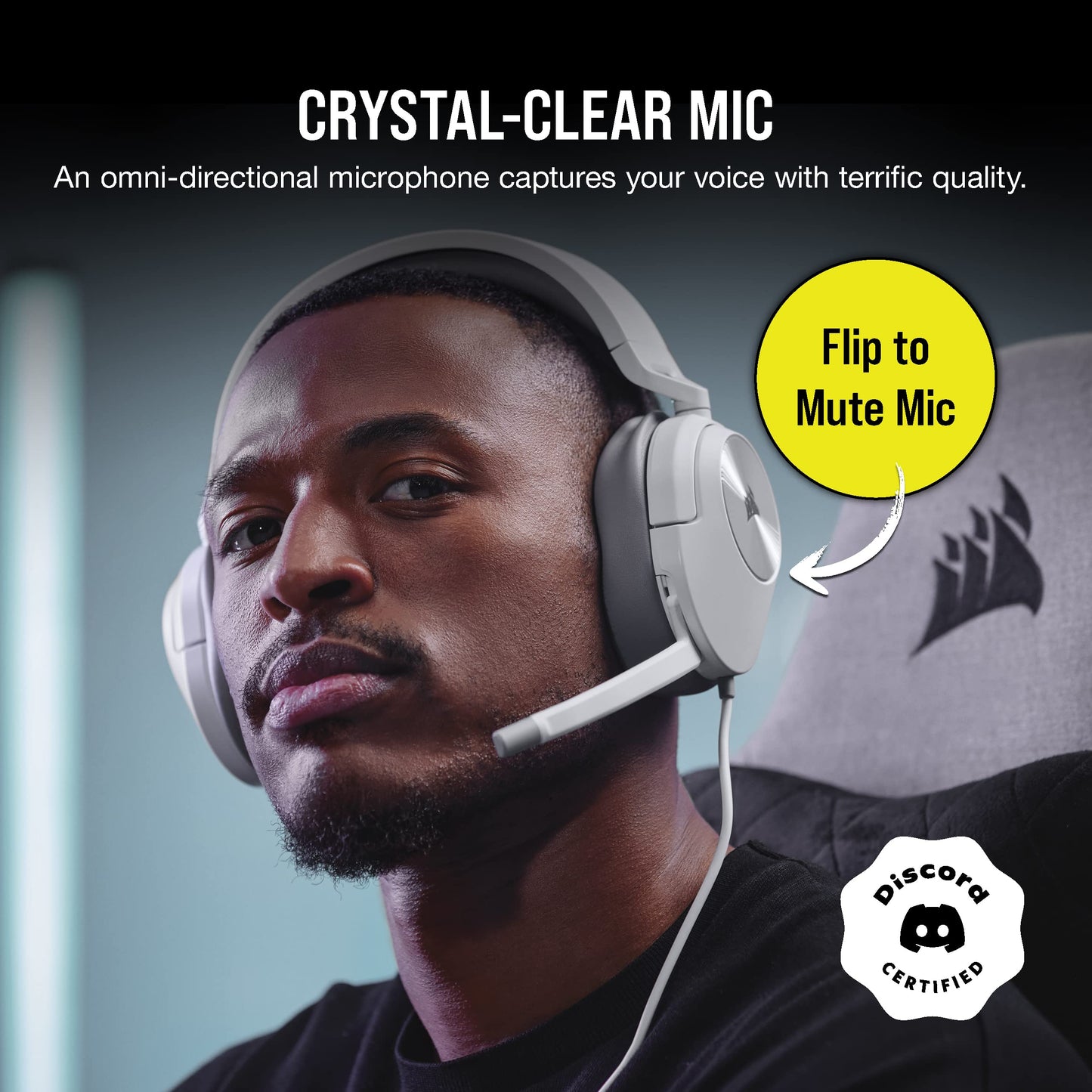 Corsair HS55 Stereo Gaming Headset (Leatherette Memory Foam Ear Pads, Lightweight, Omni-Directional Microphone, PC, Mac, PS5/PS4, Xbox Series X | S, Nintendo Switch, Mobile Compatibility) White MP HEADSET Gamers Point 45.000 