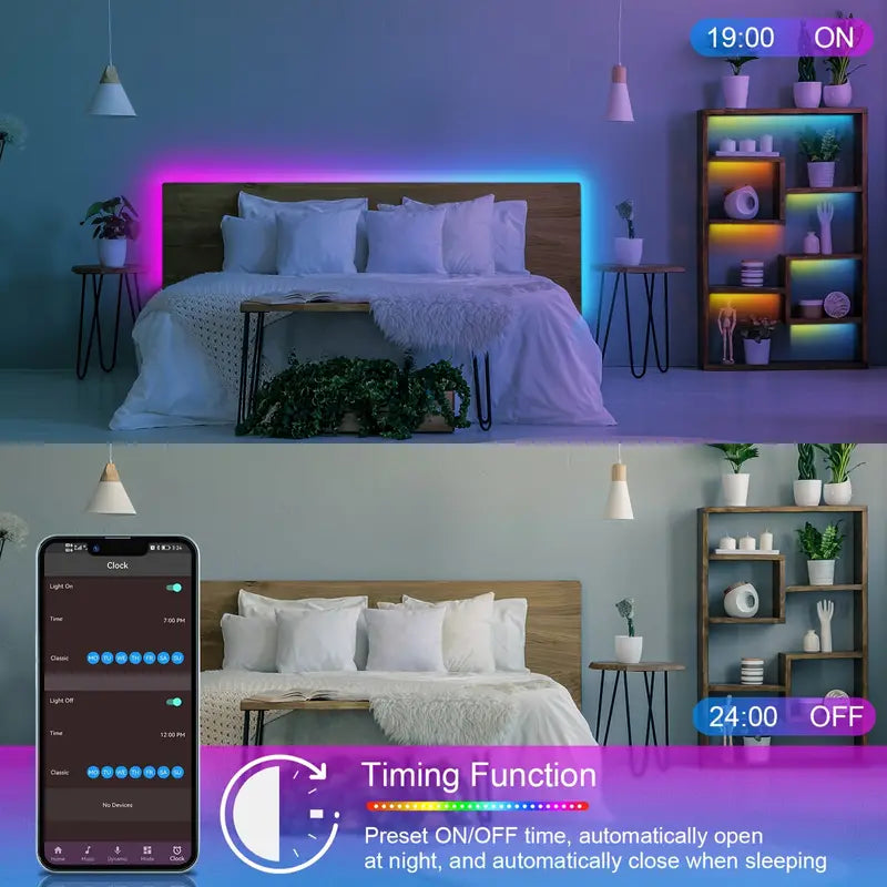 LED Lights For Bedroom, 4.88meter-30.48meter Smart APP Control Music Sync Color Changing Strip Lights With Remote And Timing, for Room Home Party Decoration Commercial Lighting Gamers Point 9.000 