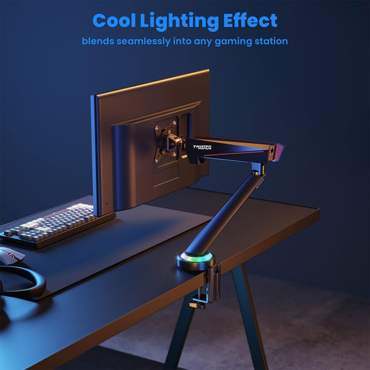 Twisted Minds 17"-32" Single Monitor Pro Gaming Rgb Desk Mount - AdJustable Die-Cast Aluminum Gas Spring With Usb 3.0- Vesa/C-Clamp/Grommet/Cable Management Twisted Minds Twisted Mind Single RGB Monitor Mount  Gamers Point