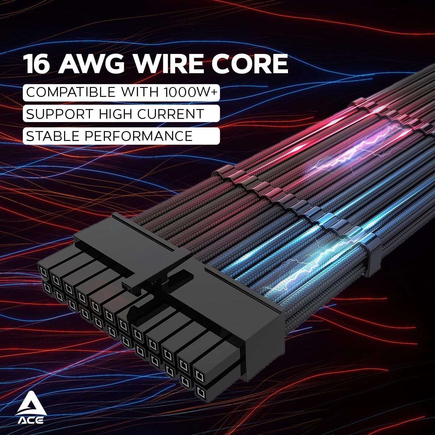 ACE Sleeved PSU Extension Cable Kit 24-pin 12VHPWR 30cm