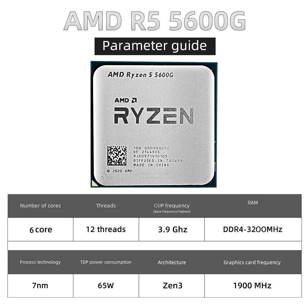 AMD Ryzen 5 5600G  Brand New R5 5600G 3.9GHz CPU Processor Integrated Graphics Chips Socket AM4 - BAHRAIN AMD PROCESSOR  Gamers Point