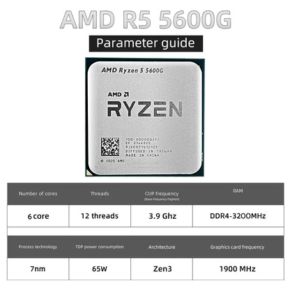 AMD Ryzen 5 5600G  Brand New R5 5600G 3.9GHz CPU Processor Integrated Graphics Chips Socket AM4 - BAHRAIN AMD PROCESSOR  Gamers Point