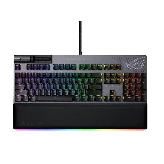 ASUS ROG Strix Flare II Animate 100% RGB Gaming Keyboard - Hot-swappable, ROG NX Brown Tactile Switches, Customizable LED Display, PBT Keycaps, Acoustic Dampening Foam, Media Controls, Wrist Rest