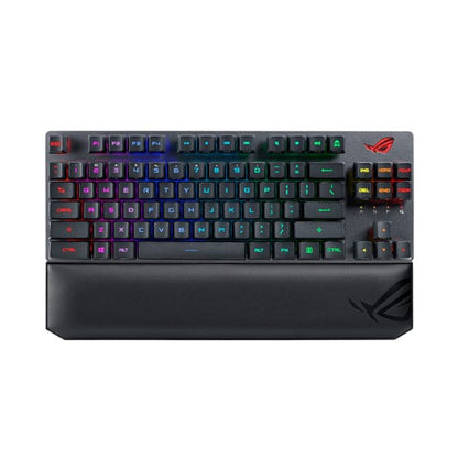 ASUS ROG Strix Scope RX TKL Wireless Deluxe - 80% Gaming Keyboard, Tri-Mode Connectivity (2.4GHz RF, Bluetooth, Wired), ROG RX Red Optical Mechanical Switches, PBT Keycaps, RGB, Wrist Rest, Black