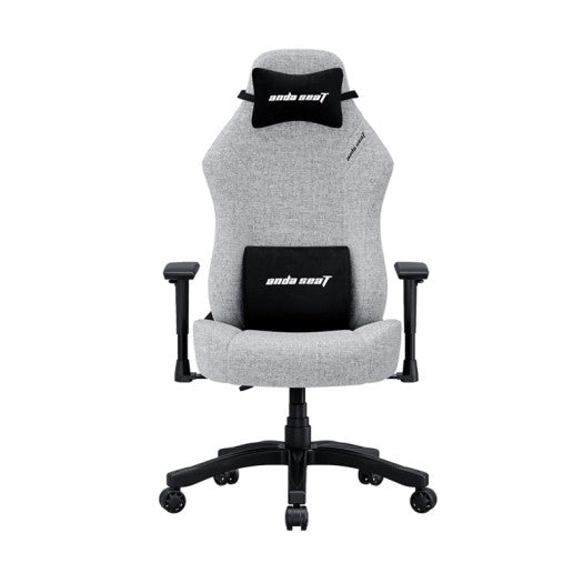 AndaSeat Luna series Premium Gaming Chair Fabric Grey L size, Fabric, Armrest: 2D, common seat tray, 100% steel framework M Size lumbar pillow, small headrest pillow, 60mm casters, black nylon base - Grey - AD18-44-G-F.ME