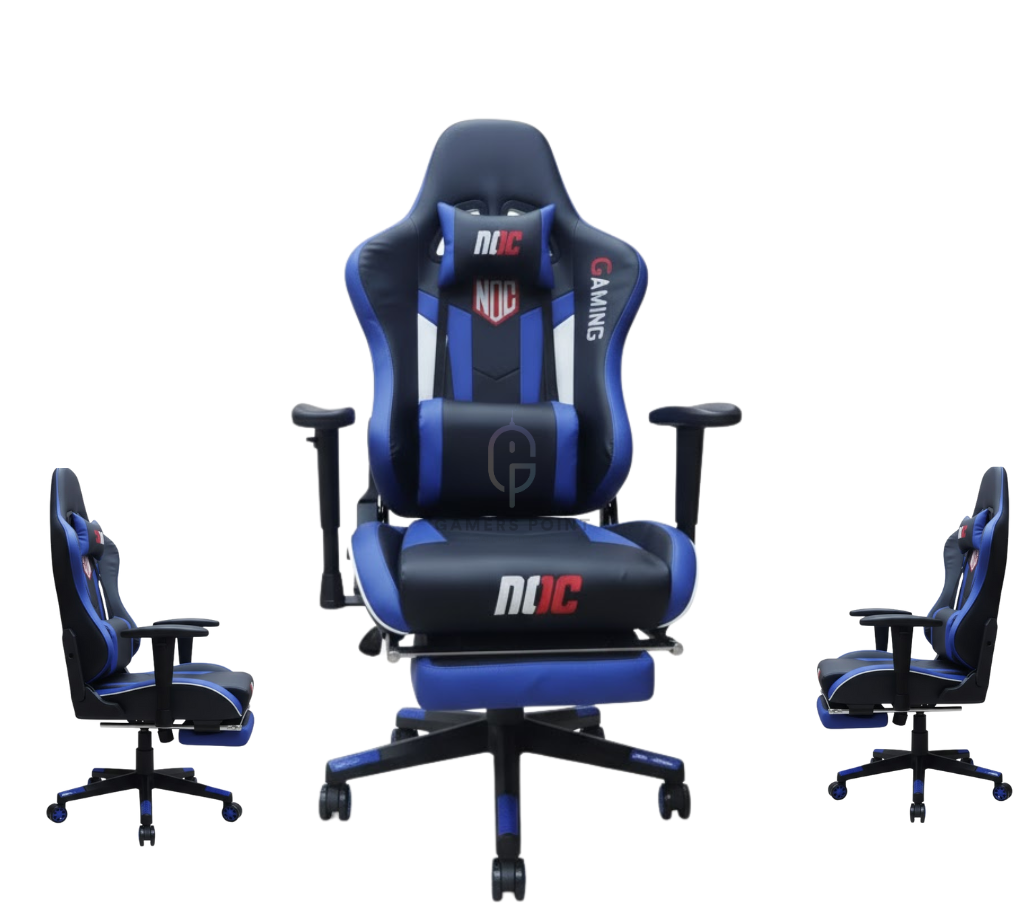 NOC Gaming Chair – ergonomic lumbar & neck support (Blue) | كرسي ألعاب NOC – دعم أسفل الظهر والرقبة (أزرق)