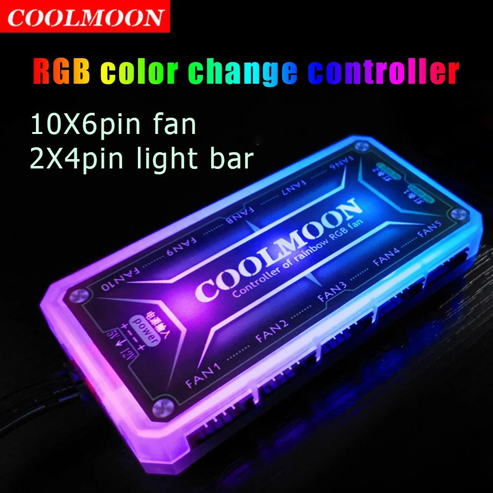 COOLMOON ARGB Controller 12V 5A 6Pin ARGB Cooling Fan Smart Remote Control PC Computer Case Cooling Chassis Silent Fan Hub -BAHRAIN