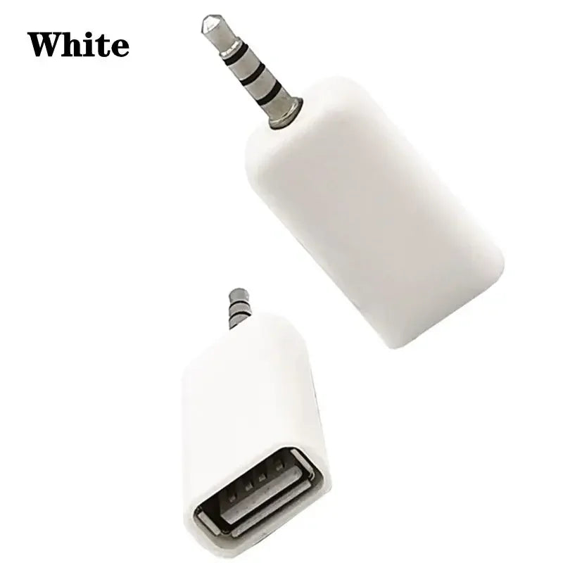 Car Aux USB A Female To DC3.5mm Male USB Drive To Connect CD Player Audio Car Audio Head USB AF/DC3.5mm MP5 Adapter Black/Whit - BAHRAIN CONNECTOR Gamers Point 3.900 