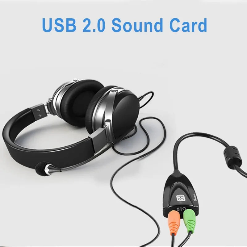 External USB Sound Card 7.1 Adapter 5HV2 USB to 3.5mm Jack 3D CH Sound Antimagnetic Audio Headset Microphone For Laptop PC PS4 - bahrain GP soundcard  Gamers Point