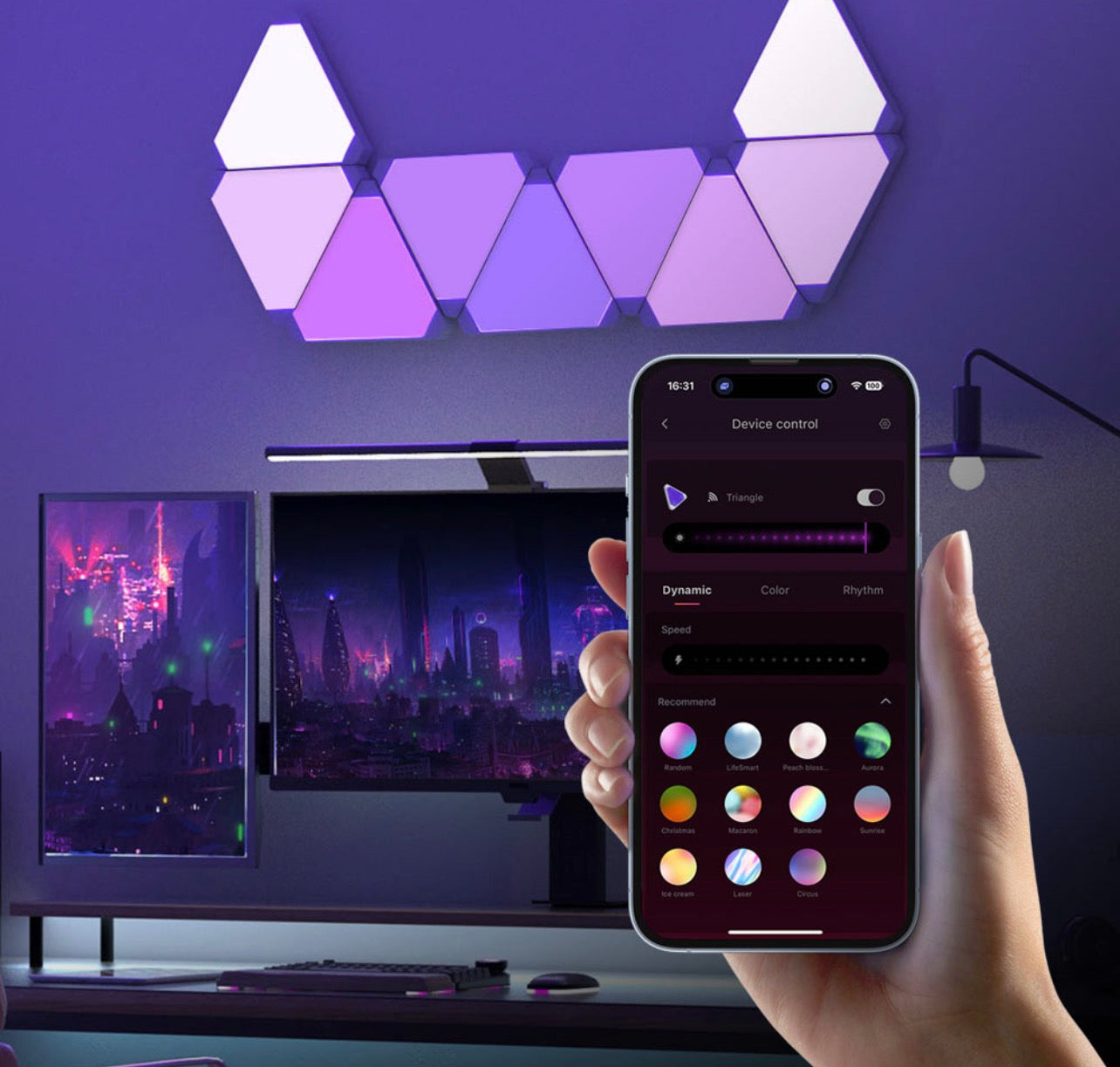 Lifesmart Cololight Triangle Light Kit, Screen-Sync Lighting, Wi-Fi 2.4GHz Connectivity, 16 Million Colors, USB Type-A Interface, 6 Panels Kit | LS165A6 LifeSmart Cololight Triangle Light Kit  Gamers Point