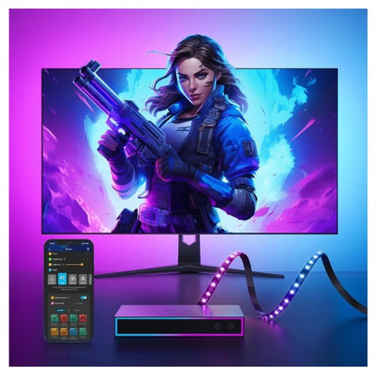 Govee AI Sync Box and Monitor Backlight, RGBIC Led Strip Light for 27-34 inch monitors, HDMI 4K,DreamView, Work with Alexa, Google Assistant, and CEC -