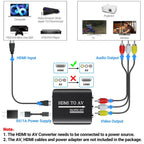 HDMI to AV RCA CVSB L/R Video Adapter Box Support NTSC PAL Output 1080P RCA AV to HDMI Converter Box HD Video Composite Adapter - BAHRAIN CONNECTOR Gamers Point 5.000 