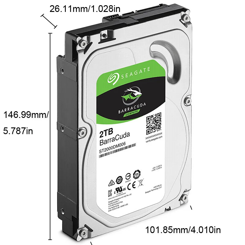 Seagate 2TB Hard Drive Disk HDD Desktop Internal HD 2000GB 2 TB Harddisk 7200RPM 64M 3.5" 6Gb/s Cache SATA III for PC Computer