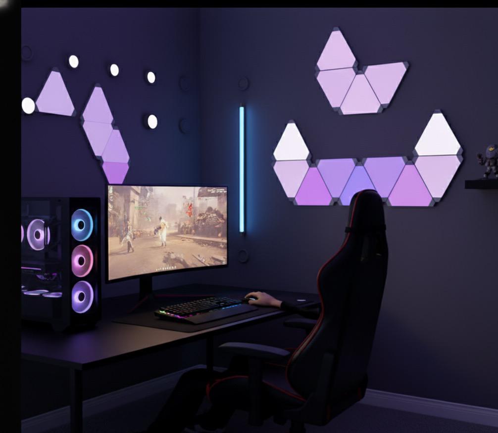 Lifesmart Cololight Triangle Light Kit, Screen-Sync Lighting, Wi-Fi 2.4GHz Connectivity, 16 Million Colors, USB Type-A Interface, 6 Panels Kit | LS165A6 LifeSmart Cololight Triangle Light Kit  Gamers Point