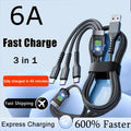 New 3 In 1 100w Transparent Fast Charging Cable Type C Usb Micro For Iphone Samsung Huawei Xiaomi Pilot Lamp Charger Usb C 6A - BAHRAIN CABLE Gamers Point 5.450 