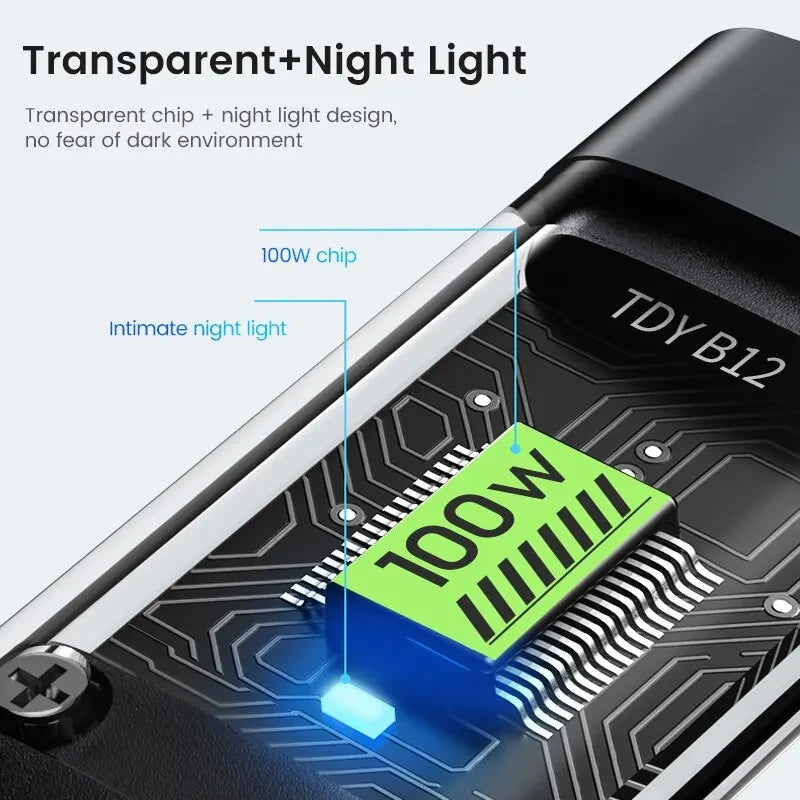 New 3 In 1 100w Transparent Fast Charging Cable Type C Usb Micro For Iphone Samsung Huawei Xiaomi Pilot Lamp Charger Usb C 6A - BAHRAIN CABLE Gamers Point 5.450 