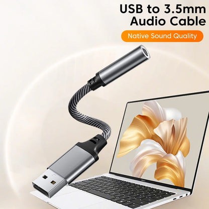 OLAF USB to 3.5mm Jack Female Audio Cable Adapter USB to Aux Converter Headphones Mic External Sound Card Adapters For PC Laptop - BAHRAIN CONNECTOR Gamers Point 7.500 