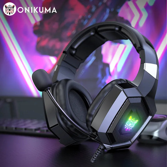 ONIKUMA K8 Gaming Headphones with Flexible HD Mic RGB Light Surround Sound Over-Ear Wired Headset Gamer for PC Gaming Xbox -BAHRAIN HEADSET Gamers Point 12.000 