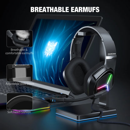 ONIKUMA X9 Gaming Headset with Mic and Noise Canceling Gaming Headphone Wired Blue Light for PS4 PS5 PC XBOX - onikuma pc gaming headset Gamers Point 15.000 