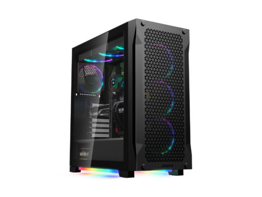 GAMDIAS ATX Mid Tower Gaming PC RGB Case w/Tempered Glass and Excellent Airflow Design & 4 x 120mm ARGB Fans, Support Top & Front 360mm AIO and Vertical GPU Mount Case Gamers Point 55.000 