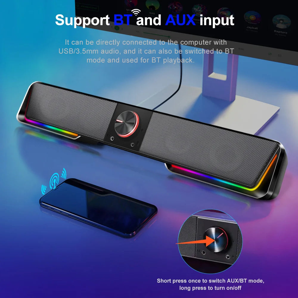 REDRAGON GS570 Darknets Support Bluetooth Wireless aux 3.5 surround RGB speakers column sound bar for computer PC loudspeakers - bahrain