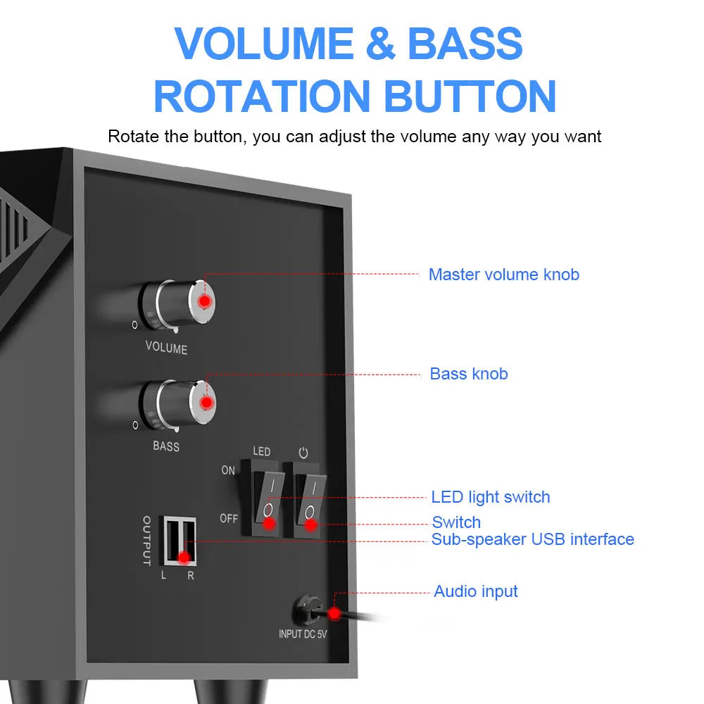 REDRAGON Toccata GS700 gaming speakers aux 3.5mm stereo surround music RGB 2.1 heavy bass sound bar for computer PC loudspeakers - bahrain