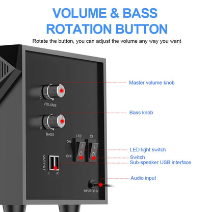 REDRAGON Toccata GS700 gaming speakers aux 3.5mm stereo surround music RGB 2.1 heavy bass sound bar for computer PC loudspeakers - bahrain